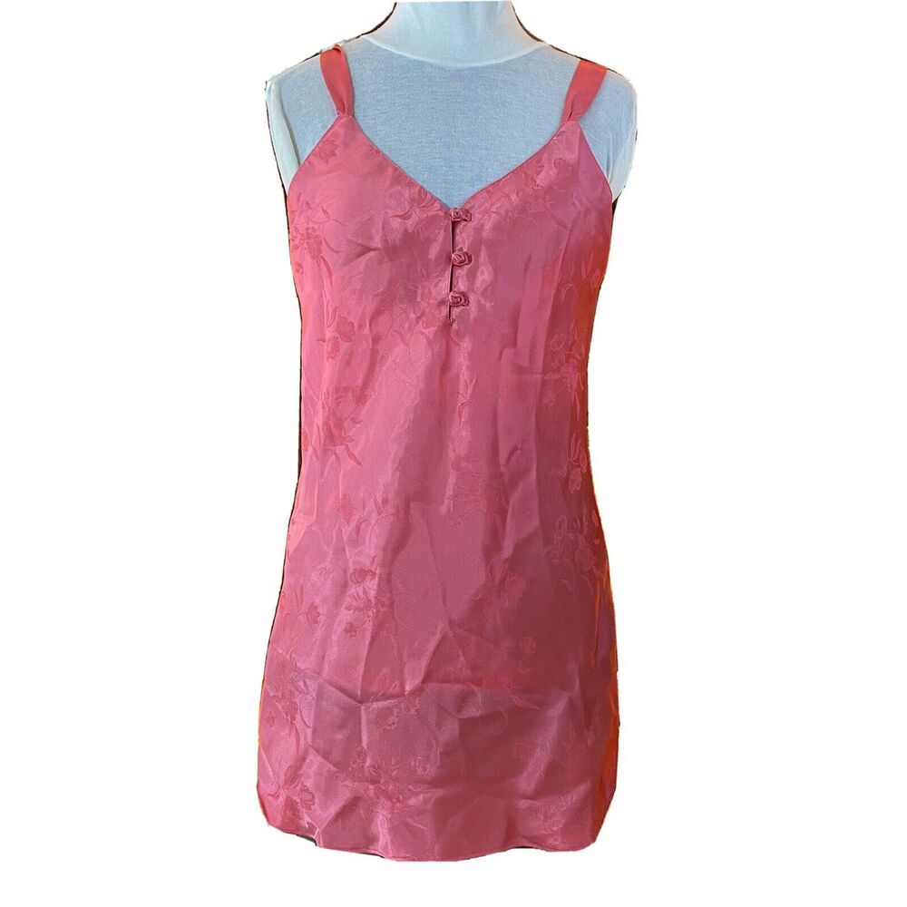 Morgan Taylor Intimates Lingerie Womens Small Pink Vintage 90s Satin Chemise